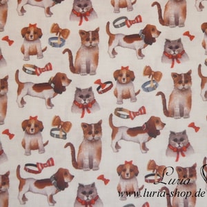 13,50 EUR/meter cotton fabric Toutou dogs cats woven fabric 100% cotton