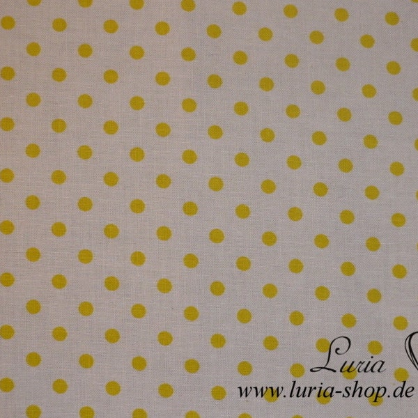 9,50 EUR/meter cotton fabric dots yellow on white 5 mm Ökotex woven fabric 100% cotton