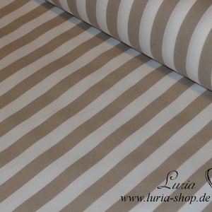 9,50 EUR/m Stoff Baumwolle Streifen beige-weiß 15mm Ökotex