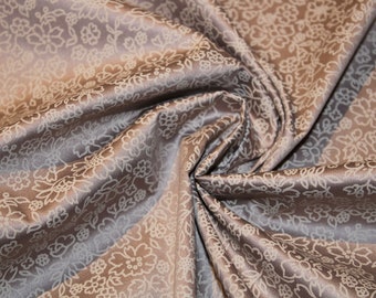 14.30 EUR/Meter Dirndl fabric flowers cream on beige brown cotton satin