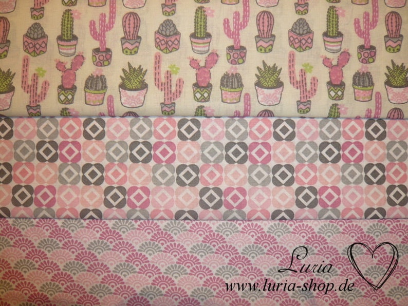 0.80 m REMAINING cotton fabric Baccara pink-gray image 4
