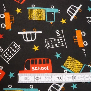 12,10 EUR/Metro tessuto cotone Scuolabus Scuola colorato su nero Tessuto 100% cotone immagine 7