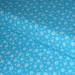 9,50 EUR/mètre tissu coton fleurs blanc-bleu (turquoise) Ökotex100 tissu tissé 100% coton