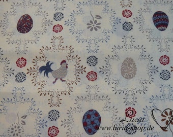 10.30 EUR/meter cotton fabric Easter chicken family Easter eggs on milk-white woven fabric 100% cotton