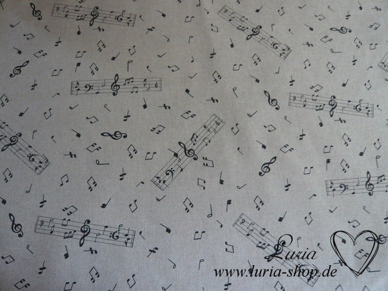 0.95 M REMNANT Canvas Decorative Fabric Music Notes Treble Clef Cotton