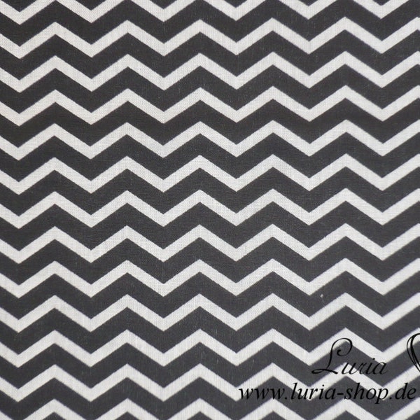 11,20 EUR/m Baumwollstoff "Zickzack" Wave Chevron schwarz weiß Webware 100% Baumwolle