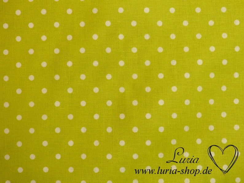 9,50 EUR/meter cotton fabric dots white on green light green 4 mm woven fabric 100% cotton image 1