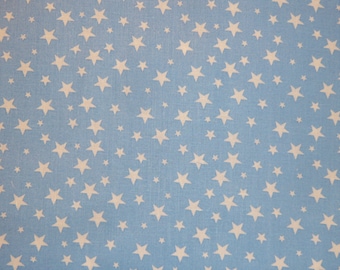 9,30 EUR/meter cotton fabric stars white on light blue woven fabric 100% cotton