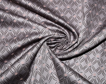 15.70 EUR/meter Dirndl fabric floral ornaments on gray-beige cotton satin