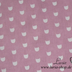 10,80 EUR/meter cotton fabric cat heads white on pink woven fabric