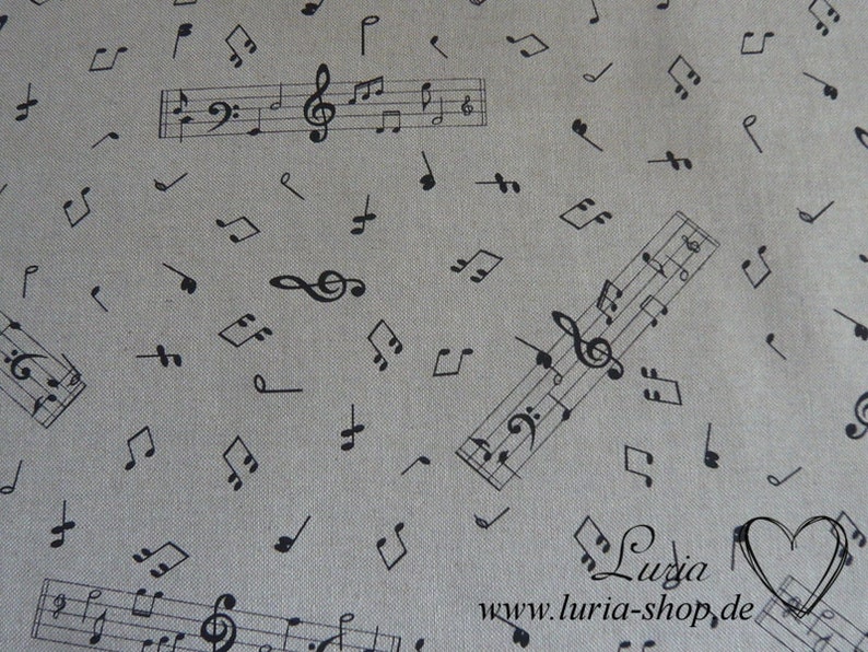 0.95 M REMNANT Canvas Decorative Fabric Music Notes Treble Clef Cotton