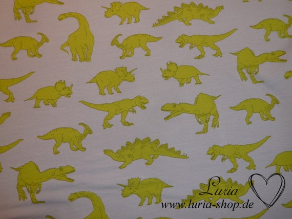 13,90 EUR/m Sommersweat Powerful Dinosaurier grün auf hellgrau powerful dino French Terry