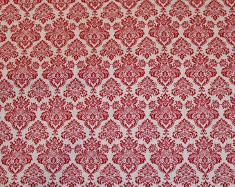 0.70 m RESTPIECE dirndl fabric ornaments flowers red on white cotton satin
