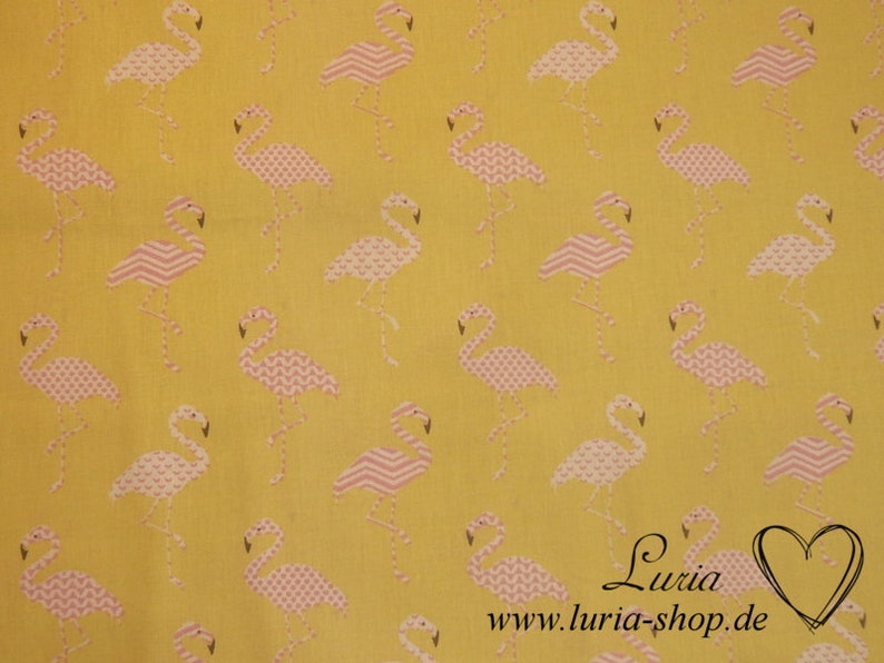 9,70 EUR/m Baumwollstoff Flamingo rosa auf gelb Webware 100% Baumwolle Bild 4