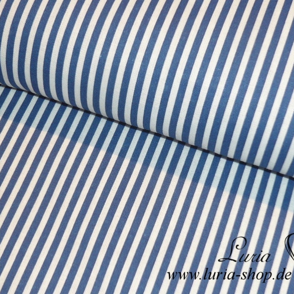 10.50 EUR/meter cotton fabric stripes dark blue-white 2 mm Raya marine weave 100% cotton