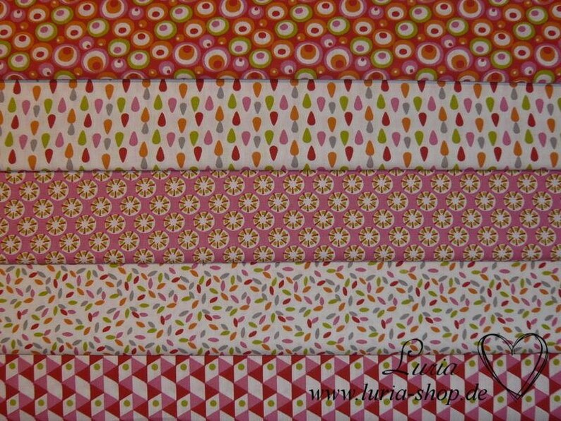 9.90 EUR/meter cotton fabric retro flowers pink red green 100% cotton woven goods image 4