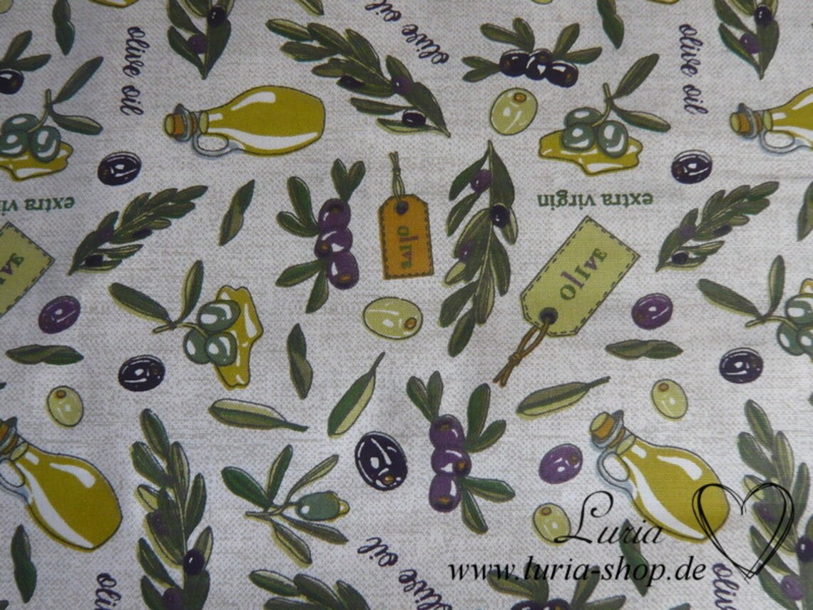 10.70 EUR/meter fabric cotton olives olive oil herbs on Etsy