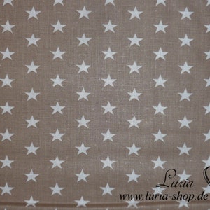 9,50 EUR/m Baumwollstoff Sterne weiß auf beige braun Webware 100% Baumwolle