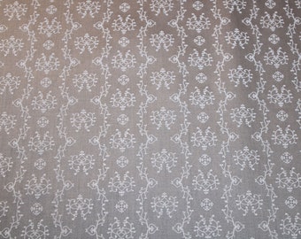 14.30 EUR/meter Dirndl fabric ornaments flowers white on grey cotton satin