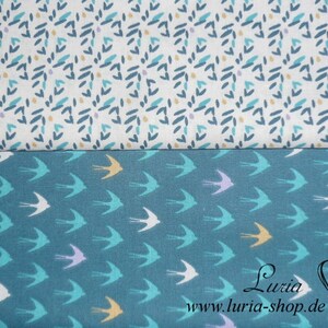 9.50 EUR/meter cotton fabric Mila blue turquoise curry on white Woven goods 100% cotton image 4