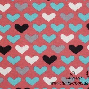 13,40 EUR/meter summer sweat colorful hearts on salmon French Terry