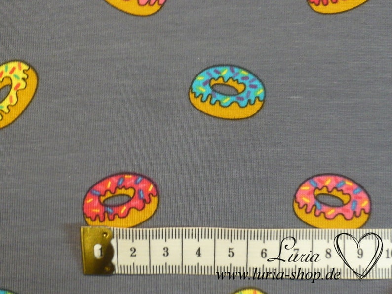 0.75 m REMAINING jersey donuts colorful on gray cotton jersey image 4