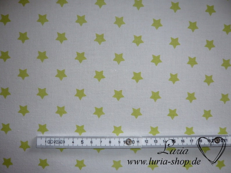 9.50 EUR/meter cotton fabric stars light green on white Ökotex100 weave 100% cotton image 2