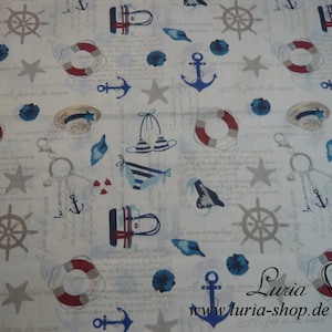 9,80 EUR/meter Bomullstyg Anchor Navy Bikini Vävt tyg 100% bomull
