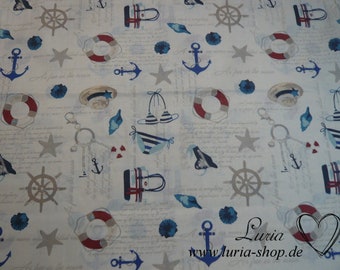 9,80 EUR/Meter cotton fabric anchor marine bikini woven fabric 100% cotton