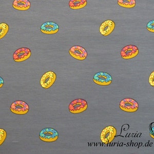 0.75 m REMAINING jersey donuts colorful on gray cotton jersey image 2