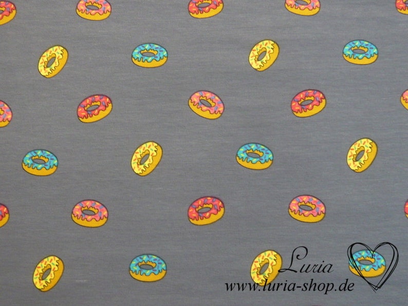 0.75 m REMAINING jersey donuts colorful on gray cotton jersey image 2