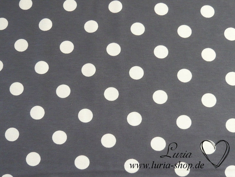 12.90 EUR/meter jersey cotton dots white on dark grey, 15 mm image 1