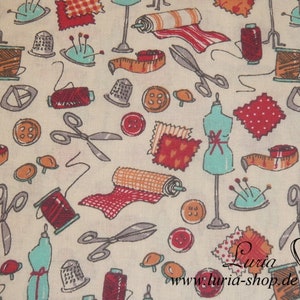 0.75 m REMNANT Fabric Cotton Tailor, Dressmaking, Sewing, Haberdashery, Tailor&#39;s Dummy on cream
