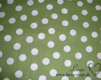 9,50 EUR/meter fabric cotton large dots white on green / fir green 25 mm / retro