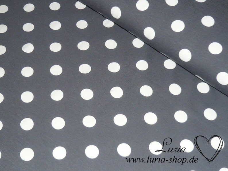 12.90 EUR/meter jersey cotton dots white on dark grey, 15 mm image 2