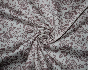 15.70 EUR/meter Dirndl fabric flowers beige on cream cotton satin