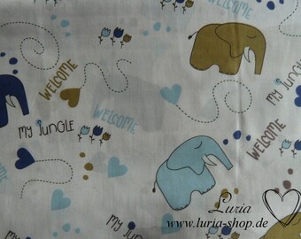 9,80 EUR/mètre tissu en coton mignon éléphants bleu bleu clair sur blanc 100 % coton tissé