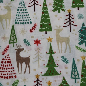 13.70 EUR/meter cotton fabric Christmas Simple Xmas on white woven fabric 100% cotton