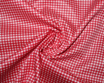 14.30 EUR/meter Dirndl fabric checked 2 mm checkered red white cotton satin