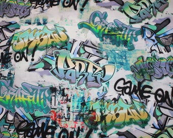 19,70 EUR/m Jersey Graffiti bunt Baumwolljersey