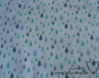 10.70 EUR/meter cotton fabric raindrops blue turquoise on white Woven 100% cotton