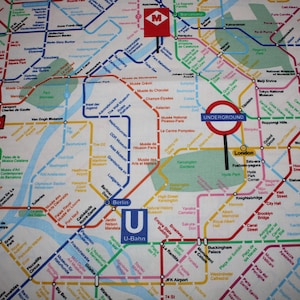 15,00 EUR/mètre tissu décoratif Canvas Metro U-Bahn Underground Subway Metropolis mélange de coton