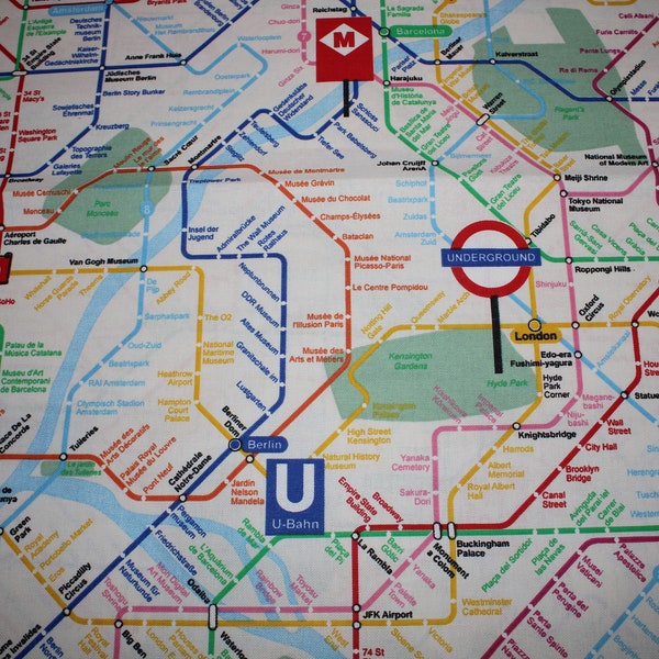 14.60 EUR/meter decorative fabric Canvas Metro U-Bahn Underground Subway Metropolis Cotton mix