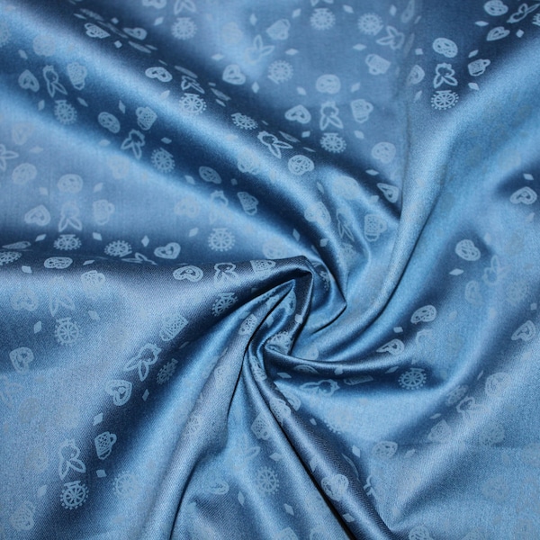 14.30 EUR/meter Dirndl fabric Folk festival on blue cotton satin