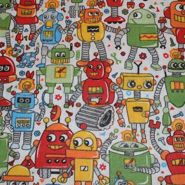 11.60 EUR/meter cotton fabric colorful robots woven goods 100% cotton