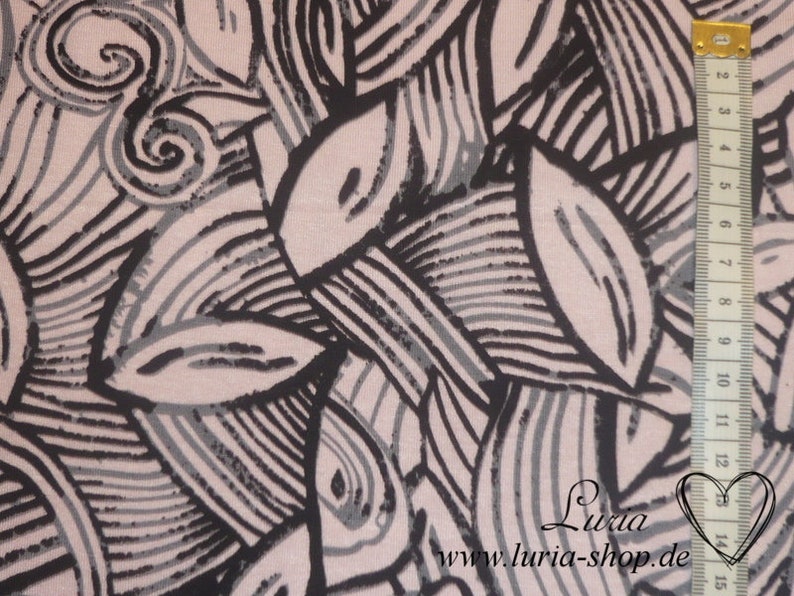 13.00 EUR/meter viscose flowers soft pink black viscose jersey image 2