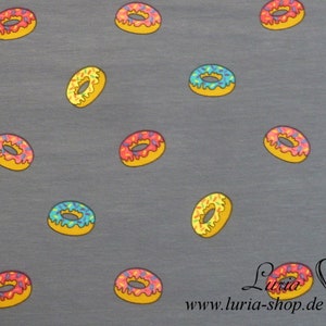 0.75 m REMAINING jersey donuts colorful on gray cotton jersey image 1