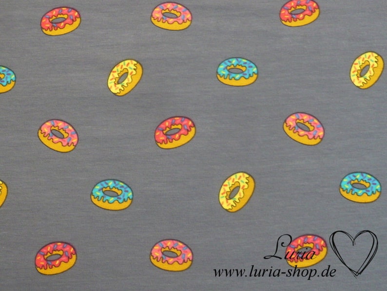 0.75 m REMAINING jersey donuts colorful on gray cotton jersey image 1