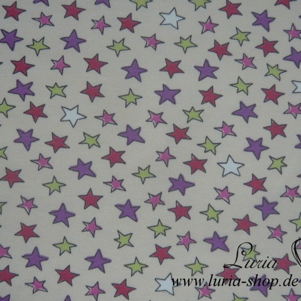 13,00 EUR/Meter Jersey colorful stars on light beig cream cotton jersey