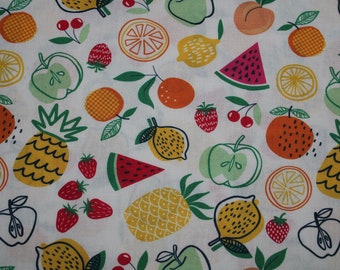 13,90 EUR/meter cotton fabric fruit colorful on white 100% cotton woven fabric